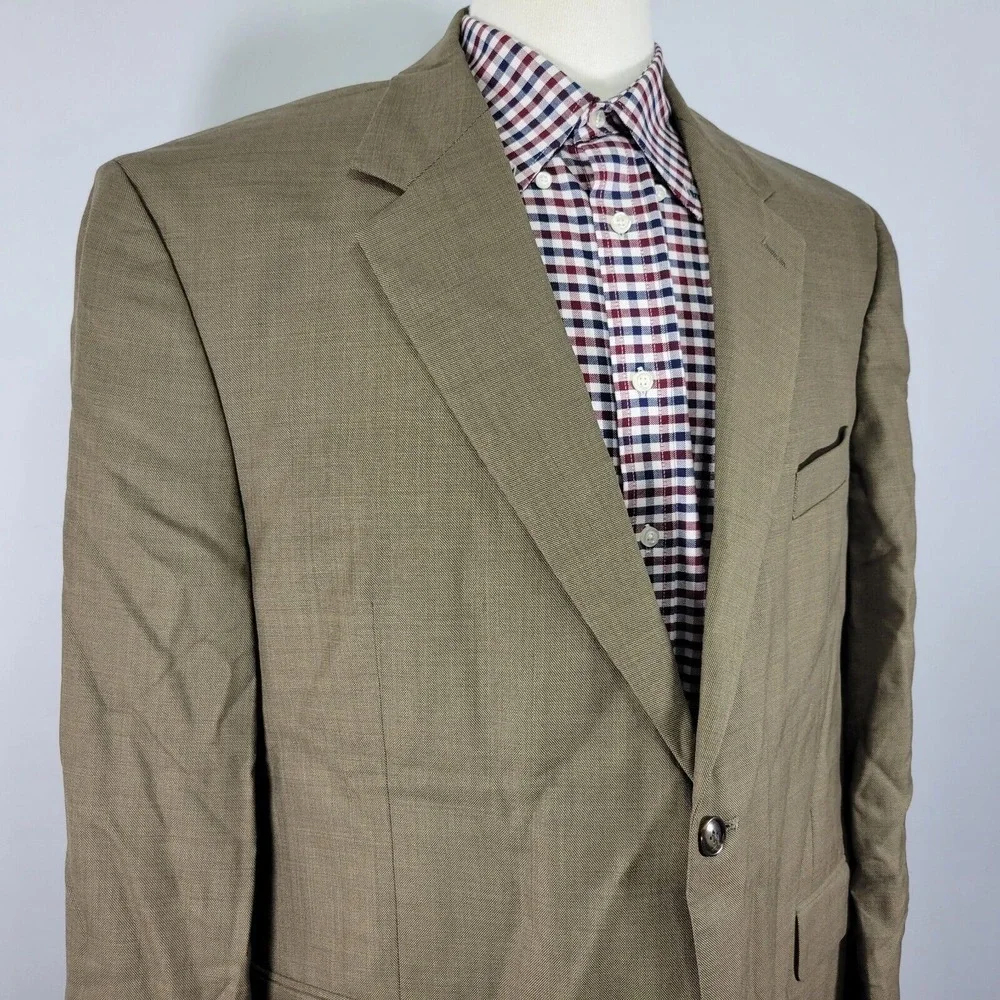 Stafford‎ Men's Sport Coat Blazer Two Button Brown Wool Size 48R